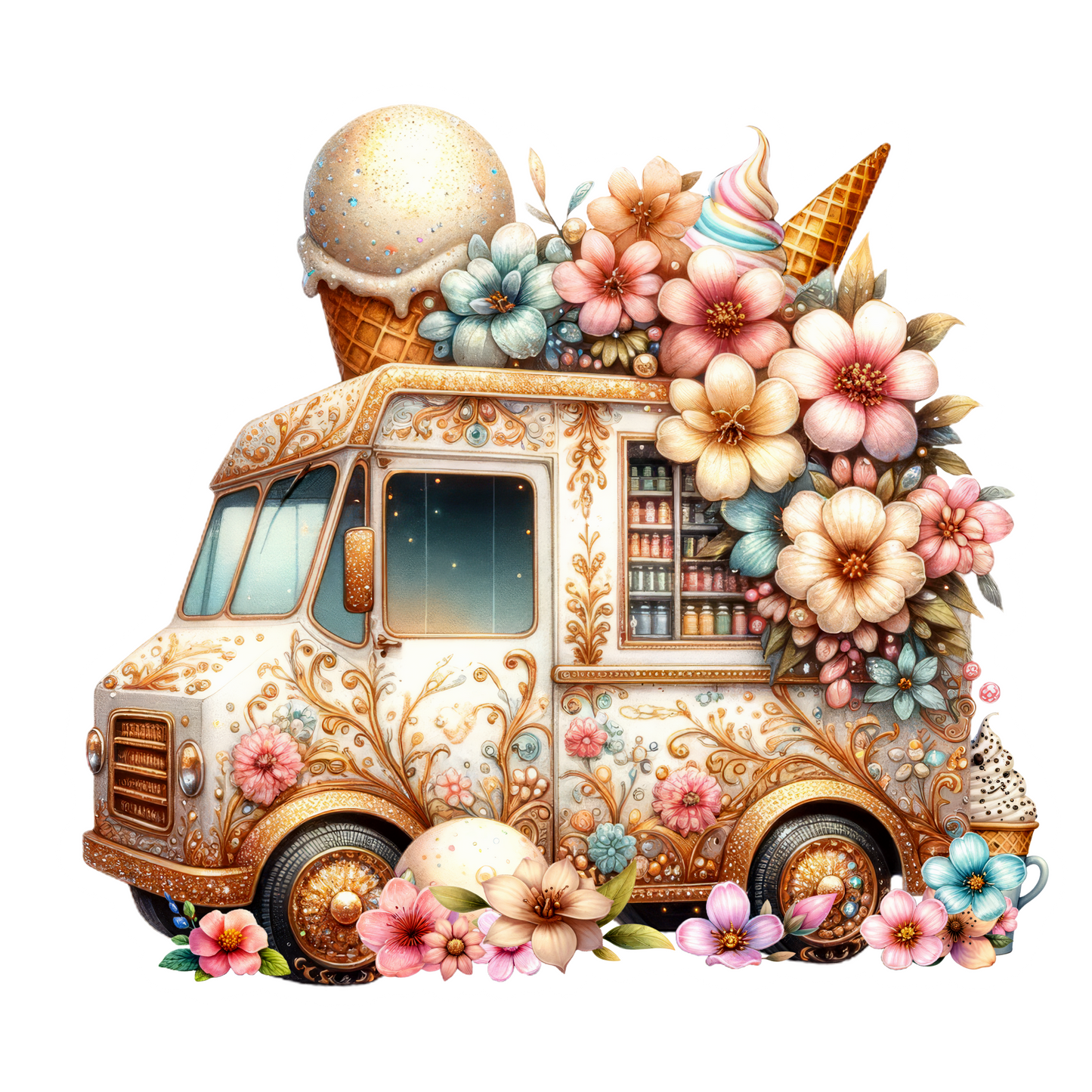 Fantastical Ice Cream Trucks Die Cut Stickers