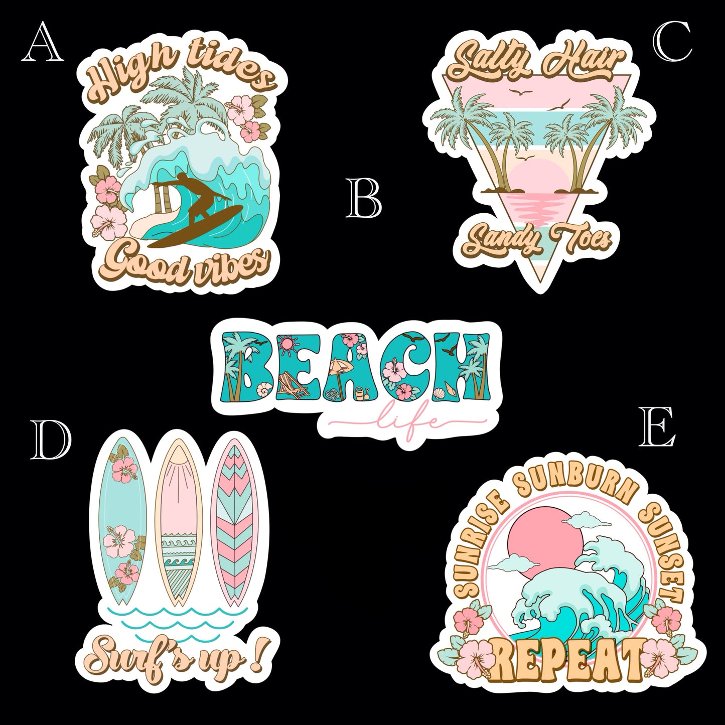 Beach Life Die Cut Stickers