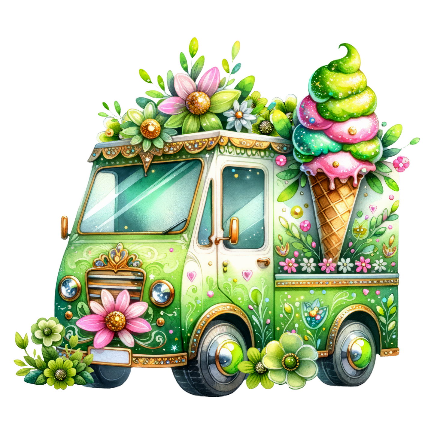 Fantastical Ice Cream Trucks Die Cut Stickers