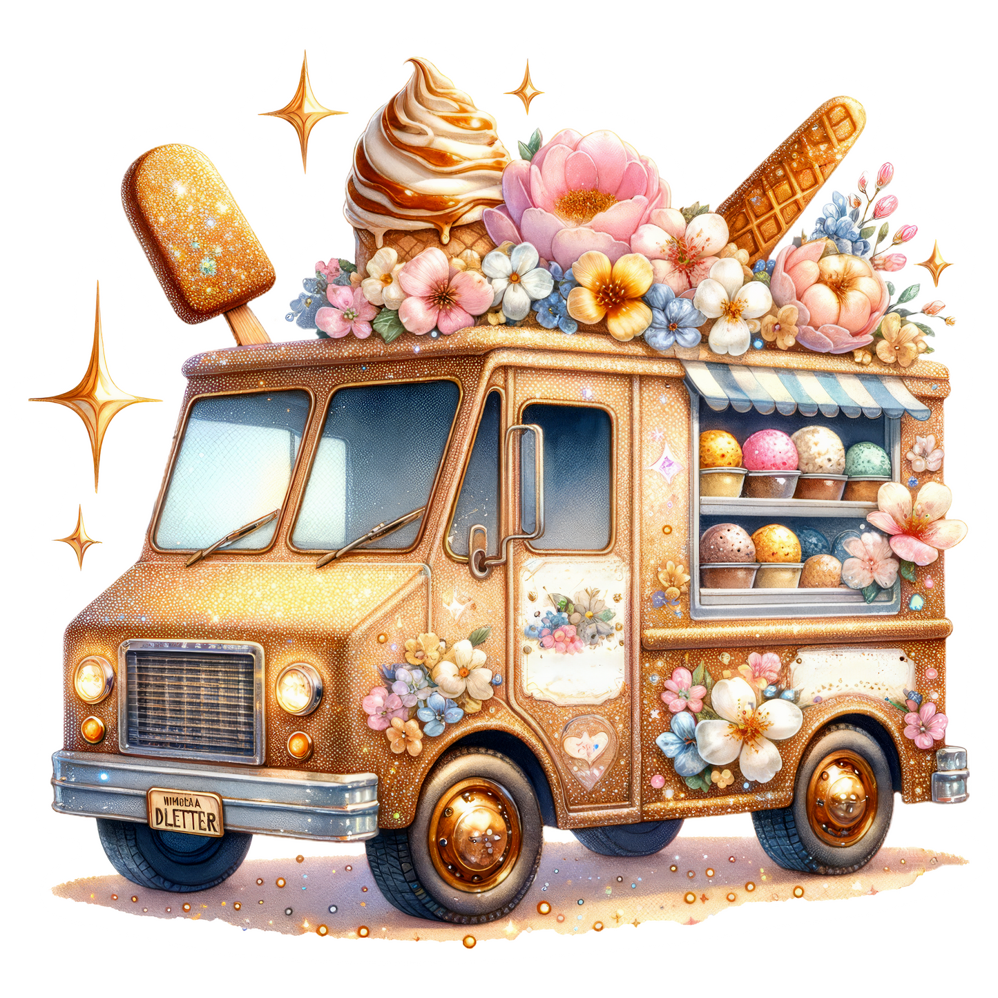 Fantastical Ice Cream Trucks Die Cut Stickers