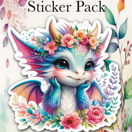 Flower Dragons Die Cut Stickers