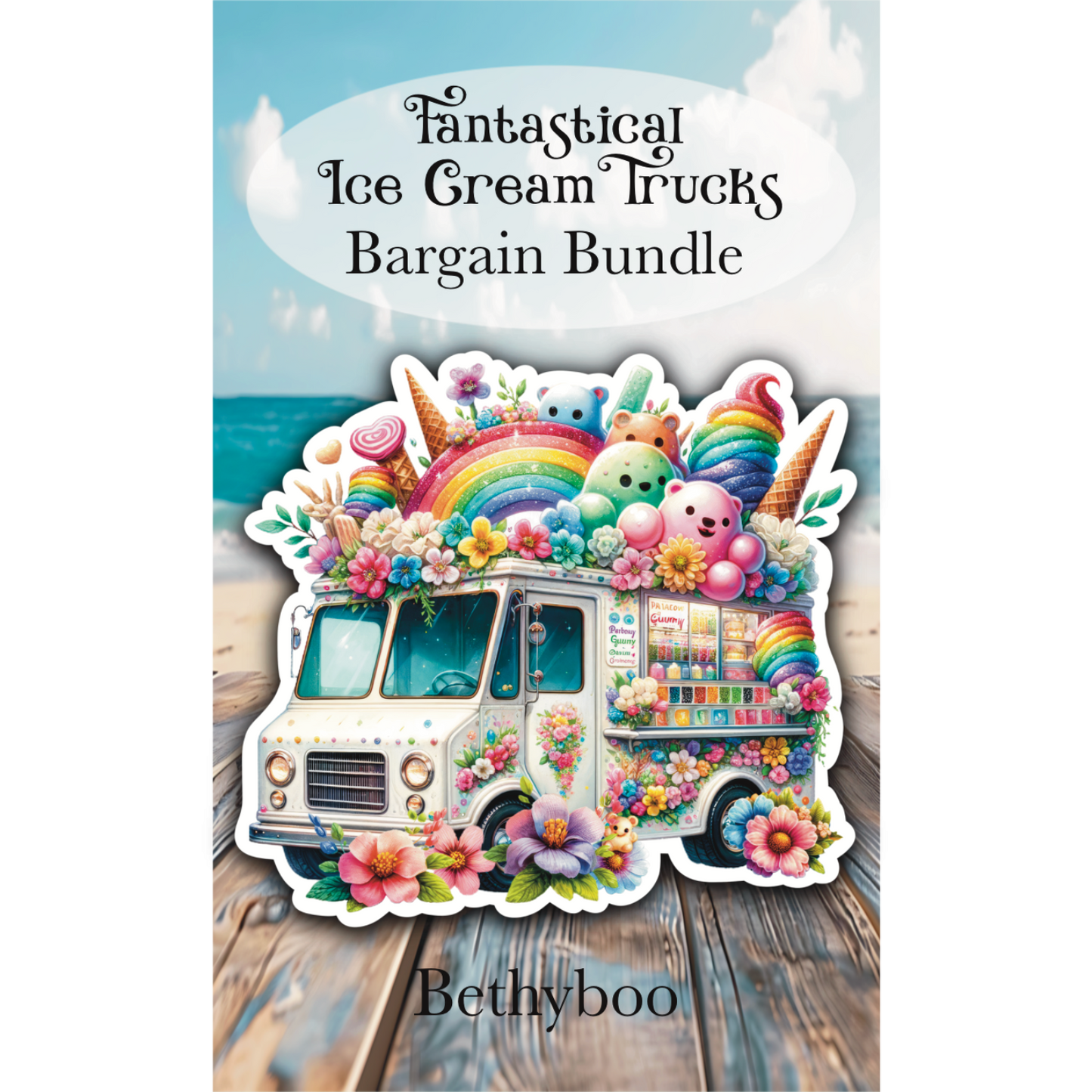 Fantastical Ice Cream Trucks Die Cut Stickers