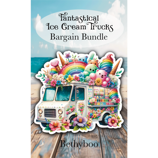 Fantastical Ice Cream Trucks Die Cut Stickers